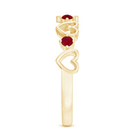 Natural ruby heart eternity ring for promise by Rosec Jewels, showcasing a delicate band with sparkling ruby heart accents.