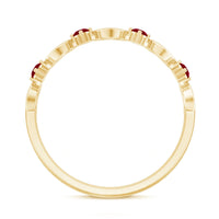 Natural ruby heart eternity ring for promise, rose gold band with sparkling ruby accents, from Rosec Jewels.