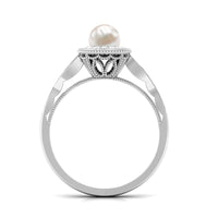 Freshwater pearl and diamond engagement ring from Rosec Jewels featuring a 2.25 CT center stone set in a elegant ring setting