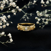 Bezel Set Round Diamond Filigree Ring