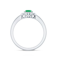 Natural 5X7mm Oval Emerald Engagement Ring with Diamond
