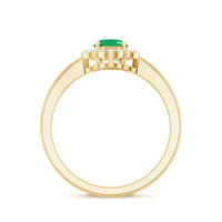 Natural 5X7mm Oval Emerald Engagement Ring with Diamond