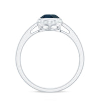 Genuine London Blue Topaz Diamond Engagement Ring in Bezel Setting