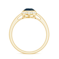 Genuine London Blue Topaz Diamond Engagement Ring in Bezel Setting