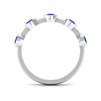 Real Bezel Set Blue Sapphire Half Eternity Ring for Women
