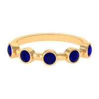 Real Bezel Set Blue Sapphire Half Eternity Ring for Women