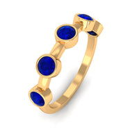 Real Bezel Set Blue Sapphire Half Eternity Ring for Women