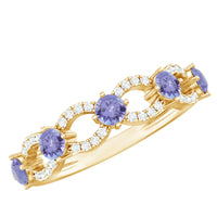 Real Tanzanite diamond half eternity ring for women featuring a band of sparkling gemstones, crafted by Rosec Jewels.