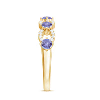 Real Tanzanite diamond half eternity ring for women by Rosec Jewels, showcasing sparkling tanzanite and diamond accents in a sleek band.