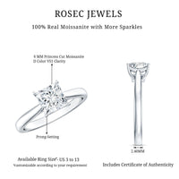 Princess Cut Moissanite Solitaire Engagement Ring