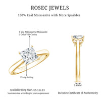 Princess Cut Moissanite Solitaire Engagement Ring