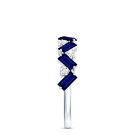 Certified Real Baguette Blue Sapphire Half Eternity Ring with Diamond