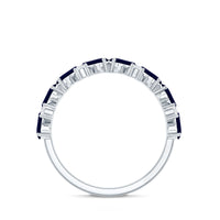 Certified Real Baguette Blue Sapphire Half Eternity Ring with Diamond