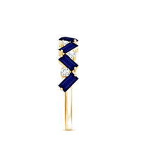 Certified Real Baguette Blue Sapphire Half Eternity Ring with Diamond
