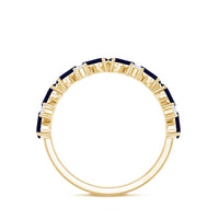 Certified Real Baguette Blue Sapphire Half Eternity Ring with Diamond