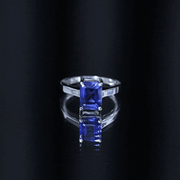 6X8 mm Emerald Cut Lab Created Blue Sapphire Solitaire Engagement Ring