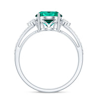 Certified 3 Carat Oval Lab Grown Emerald Split Shank Engagement Ring