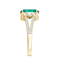 Certified 3 Carat Oval Lab Grown Emerald Split Shank Engagement Ring