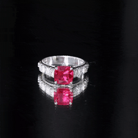 Vintage Inspired 2 Carat Cushion Cut Lab Created Ruby Engagement Ring