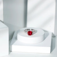 Vintage Inspired 2 Carat Cushion Cut Lab Created Ruby Engagement Ring