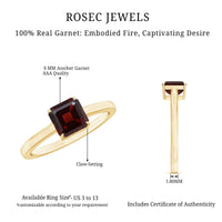 3.3 Carat Real Garnet Asscher Cut Engagement Ring with Certificate