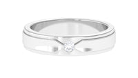 Certified real men's diamond band ring by Rosec Jewels with a sleek, polished design and sparkling diamonds on a silver band.