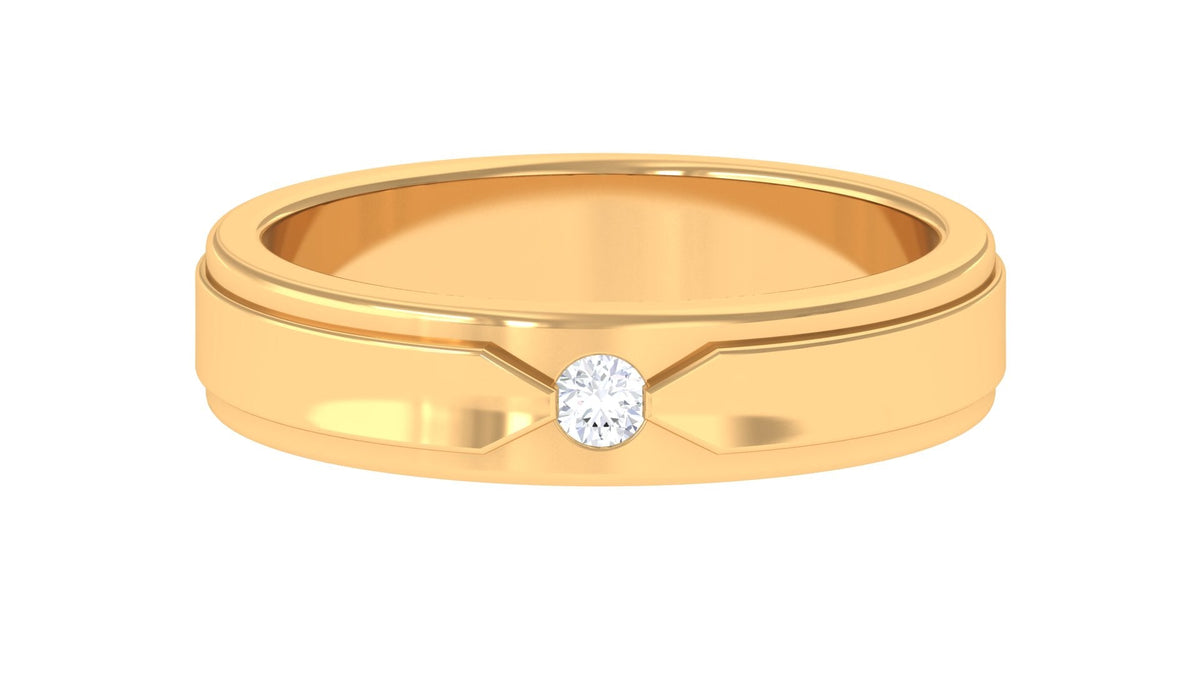 Certified real men's diamond band ring from Rosec Jewels, showcasing a sleek design with sparkling diamonds on a polished band.