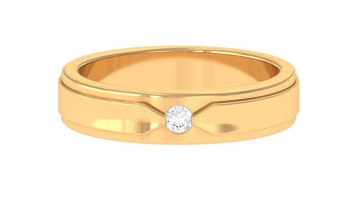 Certified real men's diamond band ring from Rosec Jewels, showcasing a sleek design with sparkling diamonds on a polished band.