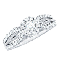 Real Diamond Designer Engagement Ring in Split Shank