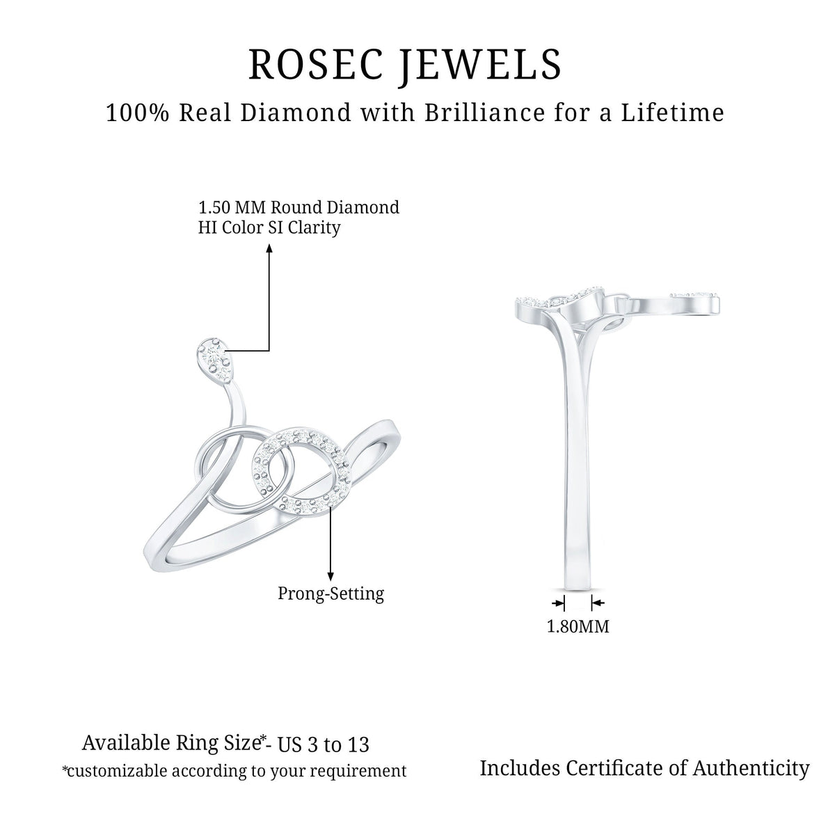 Natural Diamond Minimalist Promise Ring for Her