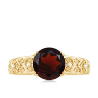 Vintage Looking Garnet Diamond Engagement Ring