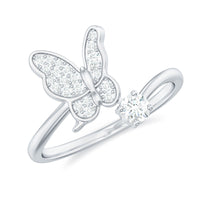 Natural Diamond Butterfly Ring with Certificate