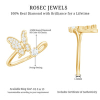 Natural Diamond Butterfly Ring with Certificate