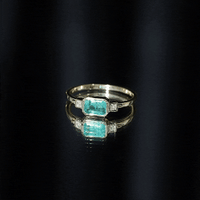 Octagon shape Emerald and Diamond East-West Promise Ring in Bezel Setting