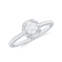 Round shape diamond promise ring in illusion setting by Rosec Jewels, featuring a sparkling diamond centerpiece with a polished band.
