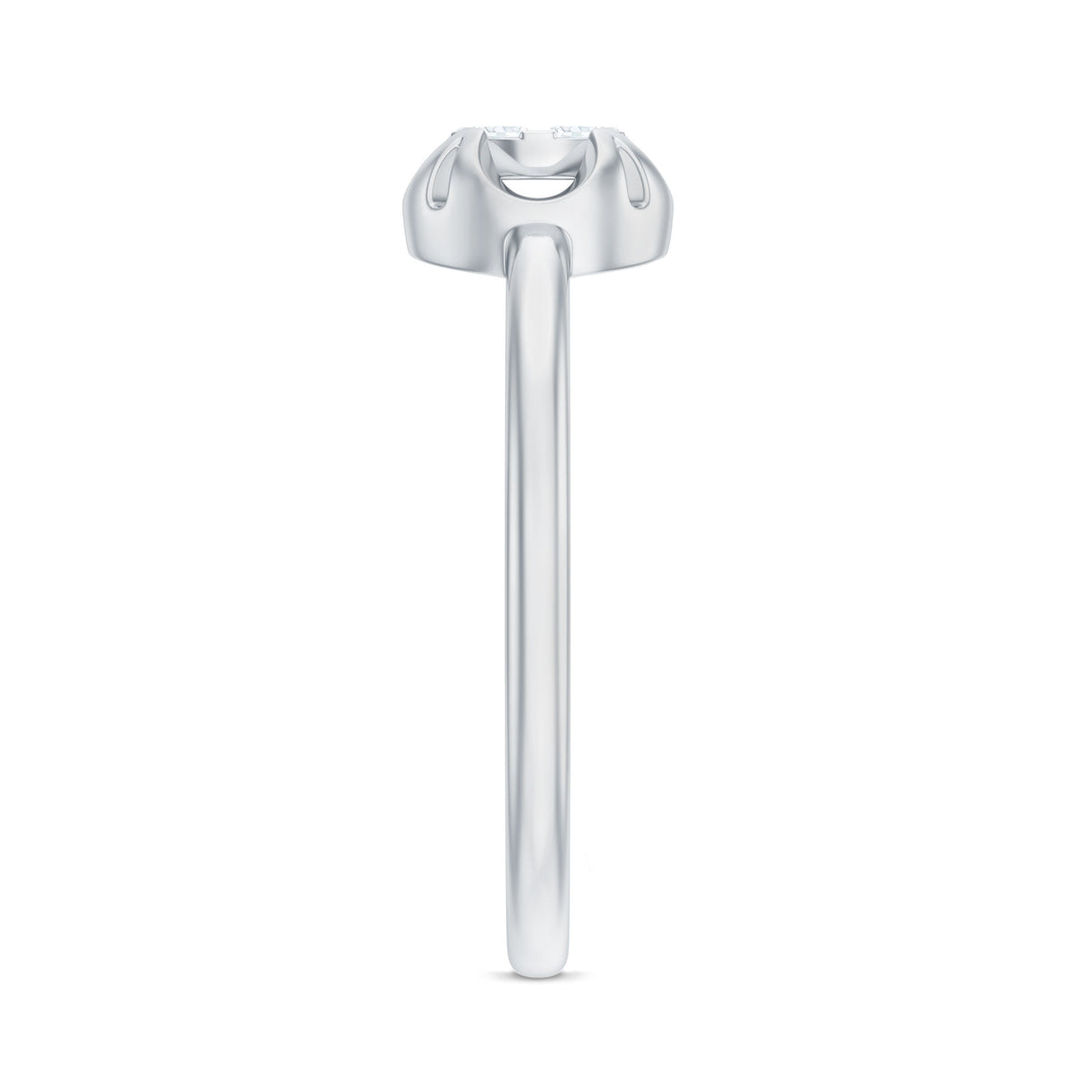 Round shape diamond promise ring in illusion setting by Rosec Jewels, featuring sparkling diamonds on a sleek band.
