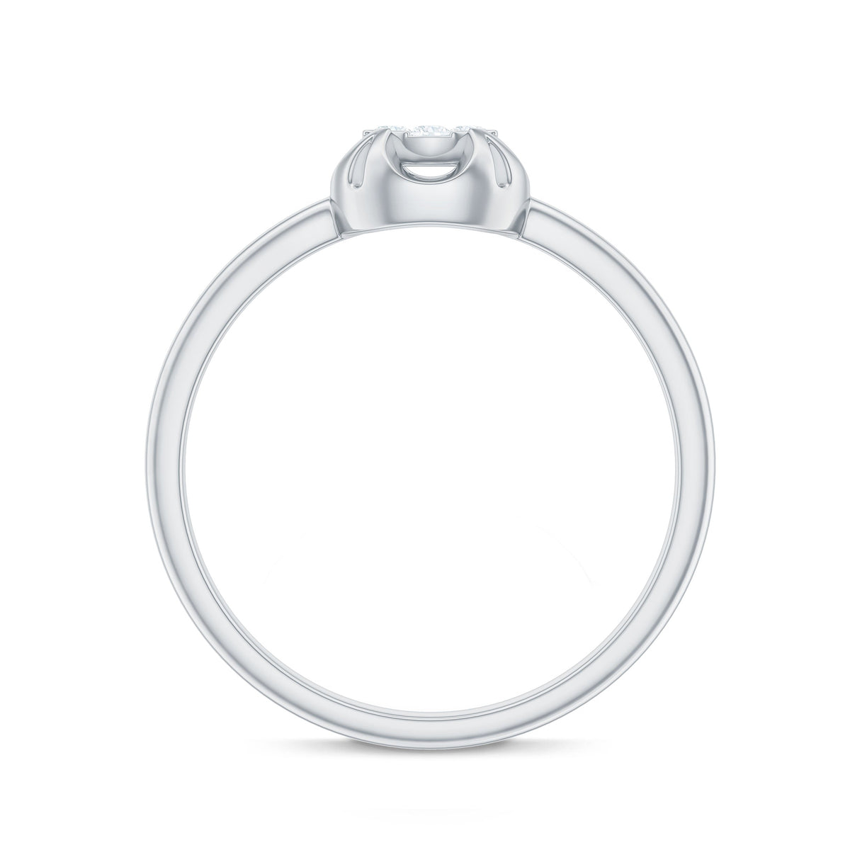 Round shape diamond promise ring in illusion setting by Rosec Jewels, featuring a sparkling diamond centerpiece on a sleek band.