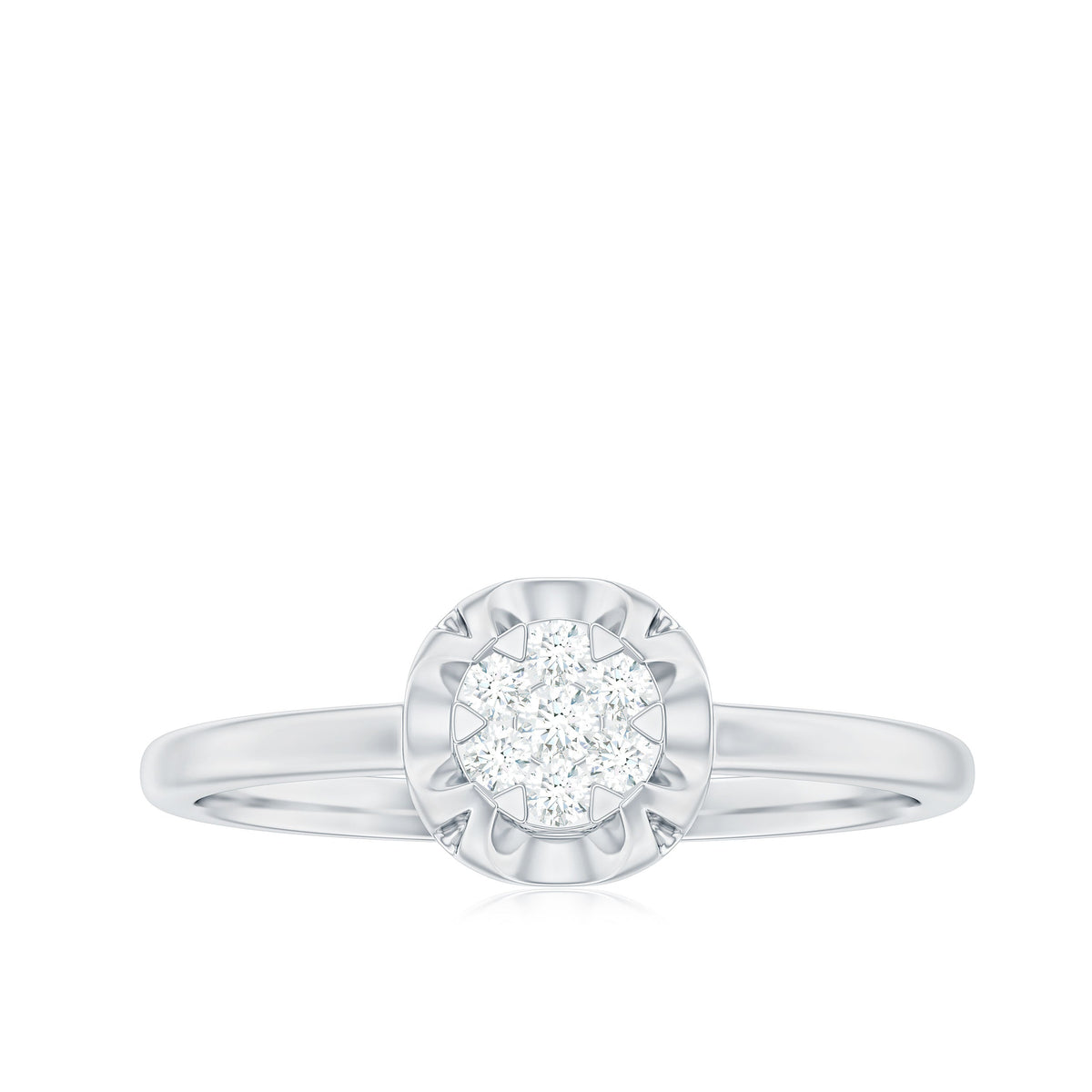 Round shape diamond promise ring in illusion setting by Rosec Jewels, featuring sparkling diamonds on a sleek band.