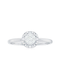 Round shape diamond promise ring in illusion setting by Rosec Jewels, featuring sparkling diamonds on a sleek band.