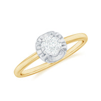 Round shape diamond promise ring in illusion setting with sparkling diamonds, crafted by Rosec Jewels.
