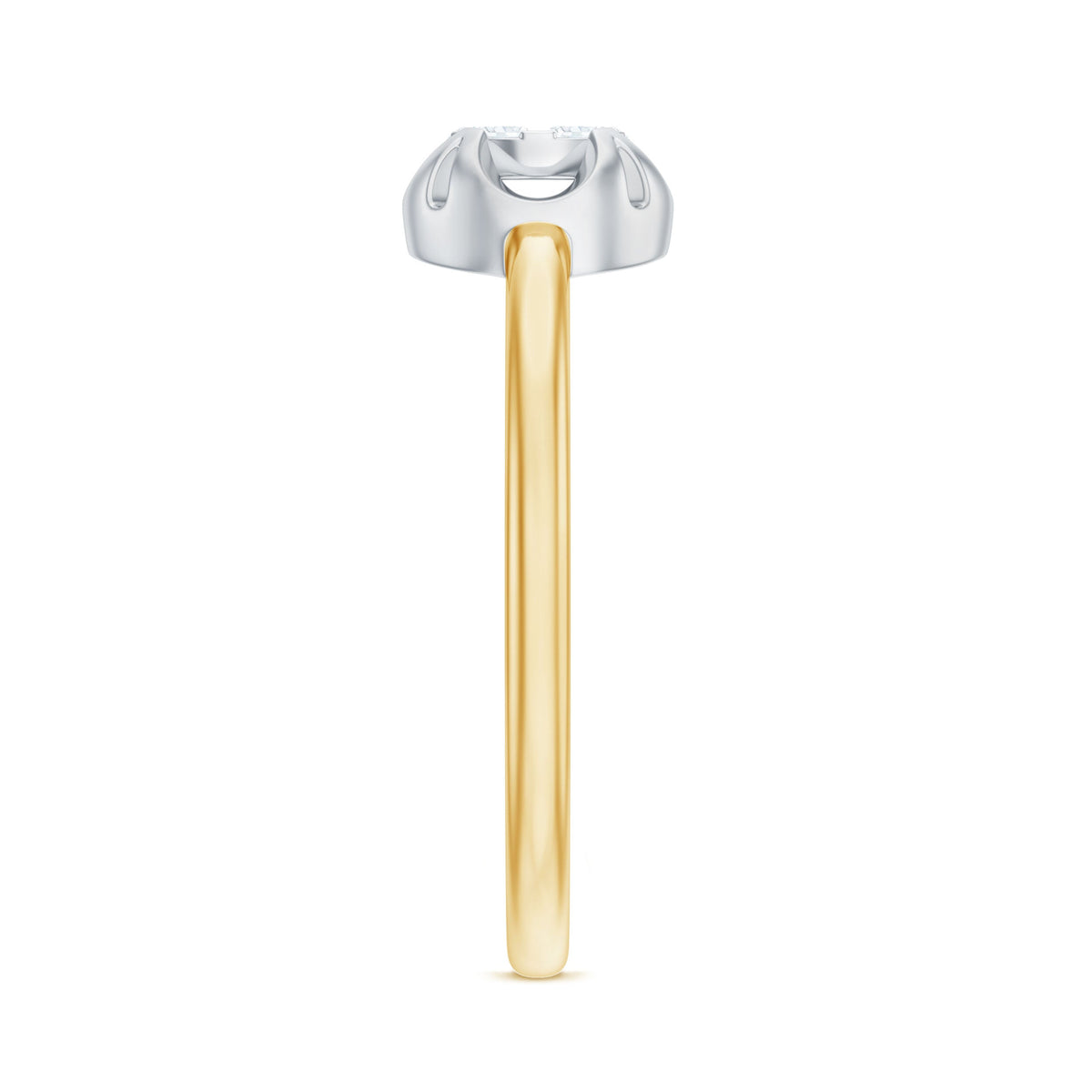 Round shape diamond promise ring in illusion setting by Rosec Jewels, featuring a sparkling diamond centerpiece on a sleek band.