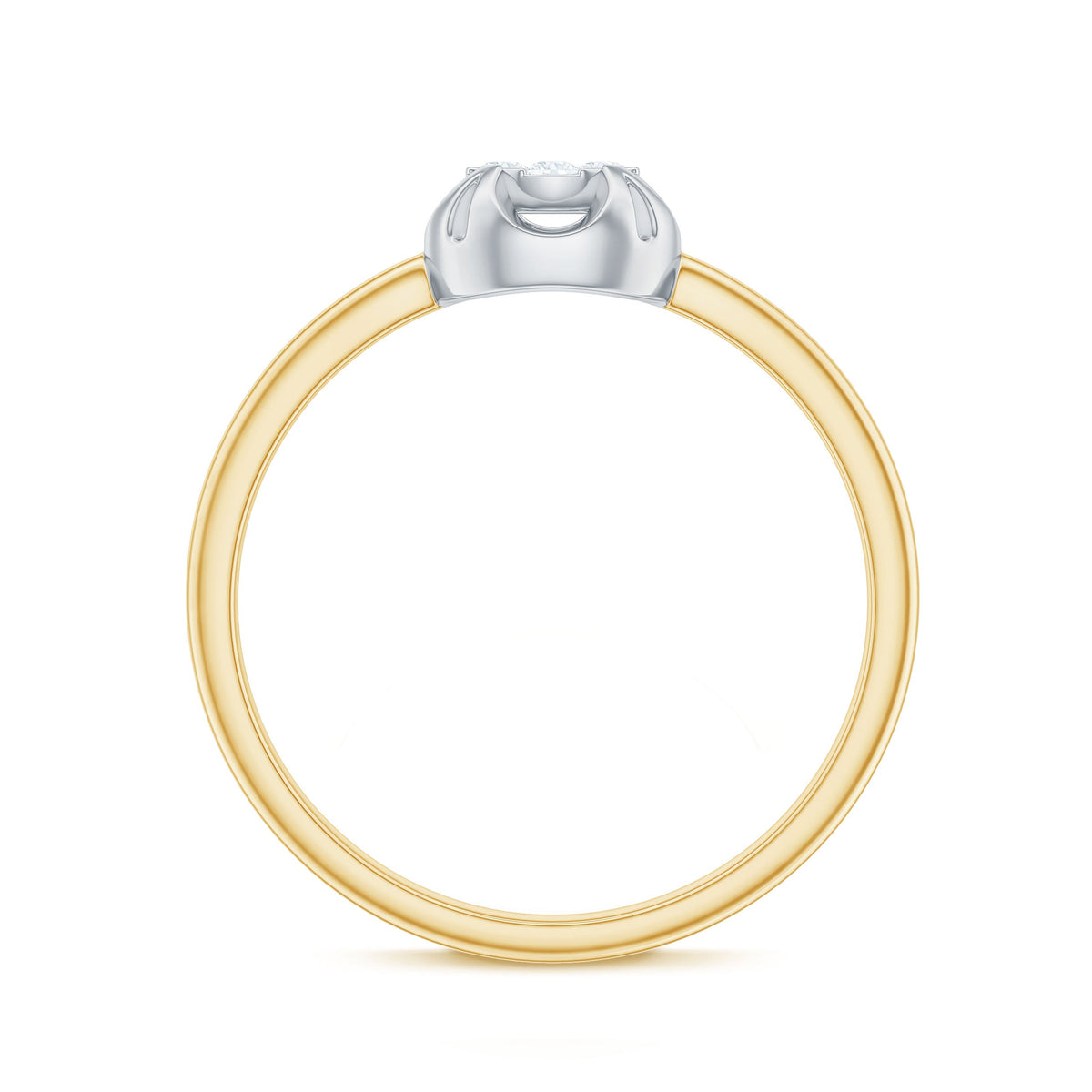 Round shape diamond promise ring in illusion setting by Rosec Jewels, featuring a sparkling central diamond on a sleek band.