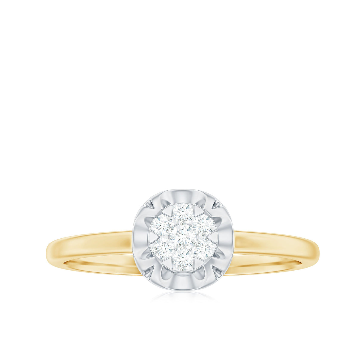 Round shape diamond promise ring in illusion setting by Rosec Jewels, featuring sparkling diamonds and a sleek silver band.