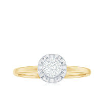 Round shape diamond promise ring in illusion setting by Rosec Jewels, featuring sparkling diamonds and a sleek silver band.