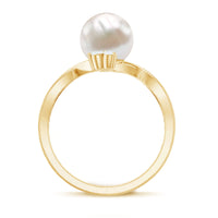 Cultured 7.48 carat white pearl bypass engagement ring with diamonds from Rosec Jewels, showcasing elegant design and sparkling accents.