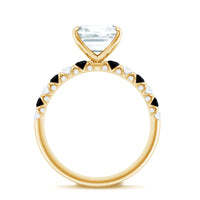 Claw Set Moissanite Engagement Ring With Black Diamond