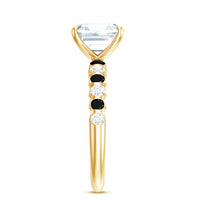 Claw Set Moissanite Engagement Ring With Black Diamond
