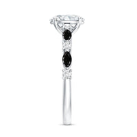 Certified Moissanite Oval Engagement Ring with Real Black Spinel