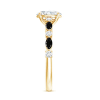Certified Moissanite Oval Engagement Ring with Real Black Spinel
