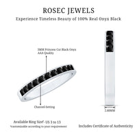 Princess Cut Black Onyx Half Eternity Band in Channel Setting